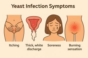 Understanding Vaginal Yeast InfectionsWhat Is a Vaginal Yeast Infection?

A vaginal yeast infection is a common fungal condition caused by an overgrowth of Candida, a naturally occurring yeast in the body. Under balanced conditions, this yeast lives harmlessly alongside beneficial bacteria. However, when that balance is disturbed, yeast can multiply rapidly and lead to uncomfortable symptoms.

How Common Are Vaginal Yeast Infections?

Vaginal yeast infections are extremely common. Most women will experience at least one episode in their lifetime, and many will face recurring infections. Despite being common, they can cause significant discomfort and affect daily life if left untreated.

Signs and Symptoms You Shouldn’t Ignore
Early Symptoms

Early signs often start mild and may include:

Persistent itching around the vagina

Slight redness or irritation

Mild burning sensation, especially during urination

Recognizing these early warning signs allows for quicker intervention and easier treatment.

Advanced or Severe Symptoms

If the infection progresses, symptoms may worsen and include:

Thick, white, cottage cheese-like discharge

Intense itching and swelling

Pain during intercourse

Cracked or sore vaginal skin

At this stage, treatment becomes more urgent to avoid complications.

Main Causes of Vaginal Yeast Overgrowth
Hormonal Changes

Hormonal fluctuations during pregnancy, menstruation, or menopause can alter vaginal pH levels. These changes create an environment where yeast can thrive more easily.

Antibiotics and Medications

Antibiotics kill harmful bacteria but may also eliminate beneficial bacteria that control yeast growth. Steroids and birth control pills may also increase the risk.

Lifestyle and Hygiene Factors

Using scented soaps, douches, or wearing tight, non-breathable clothing can trap moisture and disrupt the vaginal environment, encouraging yeast growth.

Risk Factors That Increase Susceptibility
Diet and Blood Sugar Levels

High sugar intake feeds yeast. People with diabetes or diets high in refined carbohydrates are more prone to frequent infections.

Immune System Health

A weakened immune system makes it harder for the body to control fungal overgrowth, increasing vulnerability.

Diagnosis: How Vaginal Yeast Infections Are Identified
Self-Assessment vs Medical Diagnosis

While symptoms can be recognizable, they often overlap with other vaginal conditions. A healthcare provider may perform a pelvic exam or lab test to confirm the diagnosis. According to the CDC, proper diagnosis is crucial for effective treatment (https://www.cdc.gov
).

Natural Treatments for Vaginal Yeast Infections
Probiotic Therapy

Probiotics help restore healthy vaginal flora. Yogurt with live cultures or probiotic supplements may reduce recurrence by increasing beneficial bacteria.

Coconut Oil and Herbal Remedies

Coconut oil contains antifungal properties that may help reduce yeast levels when applied externally. Tea tree oil and garlic are also known for antifungal effects, though they must be used cautiously.

Dietary Adjustments

Reducing sugar, refined carbs, and processed foods can starve yeast and promote balance. Adding fiber-rich foods supports gut and vaginal health.

Home Care and Lifestyle Changes
Hygiene Best Practices

Avoid douching

Use unscented, mild soaps

Keep the area dry and clean

Clothing and Daily Habits

Choose loose-fitting, cotton underwear and avoid staying in wet clothing. These small changes can significantly reduce moisture buildup.

Prevention Strategies for Long-Term Vaginal Health
Strengthening Vaginal Microbiome

Regular probiotic intake, balanced diet, stress management, and good hygiene habits help maintain a healthy vaginal ecosystem and prevent future infections.

When to See a Doctor

Consult a healthcare provider if:

Symptoms persist longer than a few days

Infections recur frequently

You’re pregnant or diabetic

Pain or fever develops

Medical treatment may be necessary in these cases.

Frequently Asked Questions (FAQs)

1. Can a vaginal yeast infection go away on its own?
Mild cases may resolve, but treatment speeds recovery and prevents worsening.

2. Are natural treatments always safe?
Not always. Some remedies may irritate sensitive skin. Consult a professional if unsure.

3. Can stress cause yeast infections?
Yes, stress can weaken immunity and disrupt hormonal balance.

4. Is a yeast infection sexually transmitted?
No, but sexual activity can trigger symptoms in some individuals.

5. How long does recovery usually take?
With proper treatment, symptoms often improve within 3–7 days.

6. Can recurring infections be prevented?
Yes, lifestyle changes, diet control, and probiotics reduce recurrence.

Conclusion

Understanding Yeast Infection in the Vagina: Symptoms, Causes & Natural Treatments (Complete Guide) 